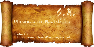 Ohrenstein Madléna névjegykártya